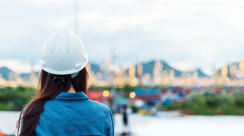 Image of a women stood on a construction site to support the ai and women in construction article