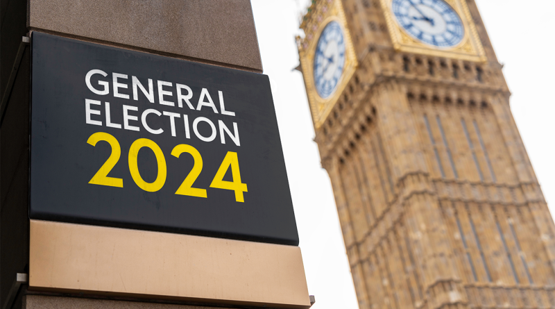 Image of a General Election 2024 poster outside Big Ben to support Infrastructure Projects article