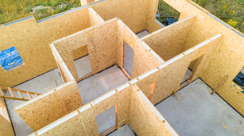 Image of Walls made from composite wooden sip panels to support modular construction article