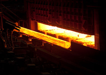 Steel coming out of a furnace