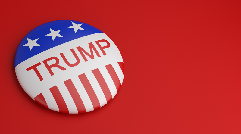 Trump badge on red background to support policies article