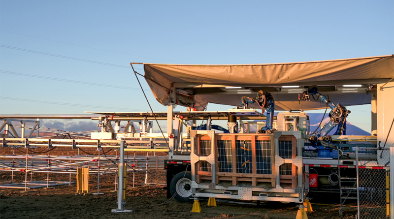 Charge Robotics' solar construction robotics process being carried out in open field