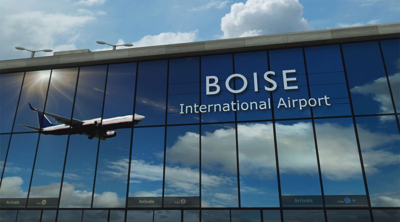 Construction rendering of Boise Airport showing new concourse area and terminal expansion