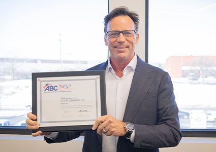 a person holding a certificate for safety recognition from the Associated Builders and Contractors (ABC) STEP Safety Management System.