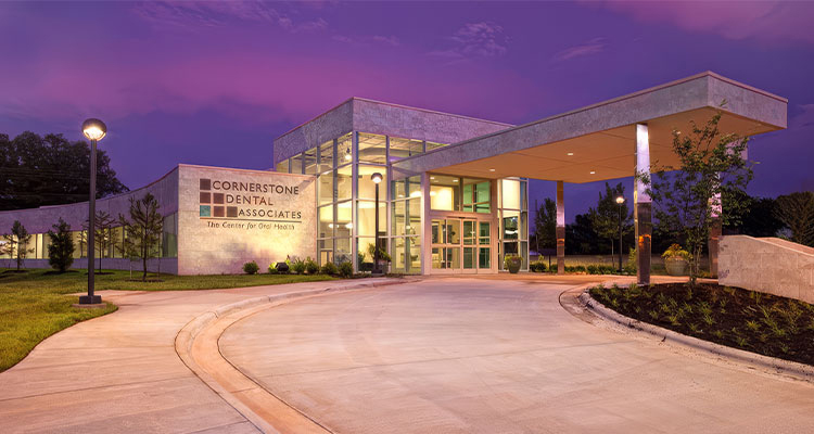 the modern exterior of Cornerstone Dental Associates