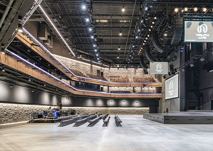 the interior of the main auditorium at the Trilith LIVE entertainment complex in Fayetteville, Georgia