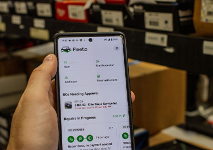 the interface of the Fleetio Go mobile application