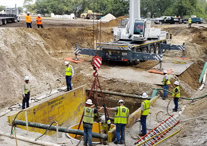 a deep excavation construction site