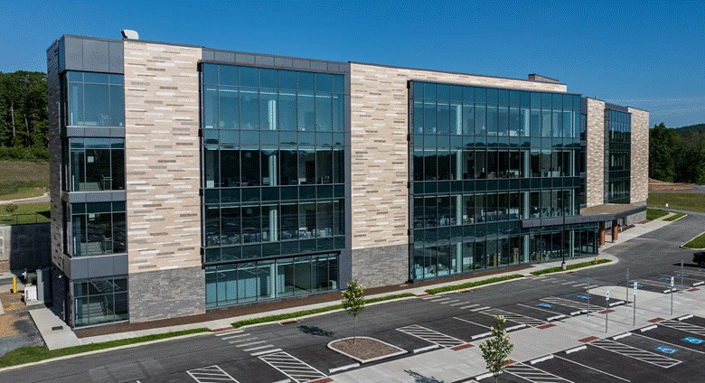 The natural aggregates in the Gemstone® units are brought forth by grinding the face of the unit to a smooth “burnished” finish. Image: York Building Products.