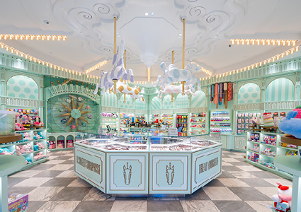 carousel-themed candy display is located at Lagoon Amusement Park in Utah