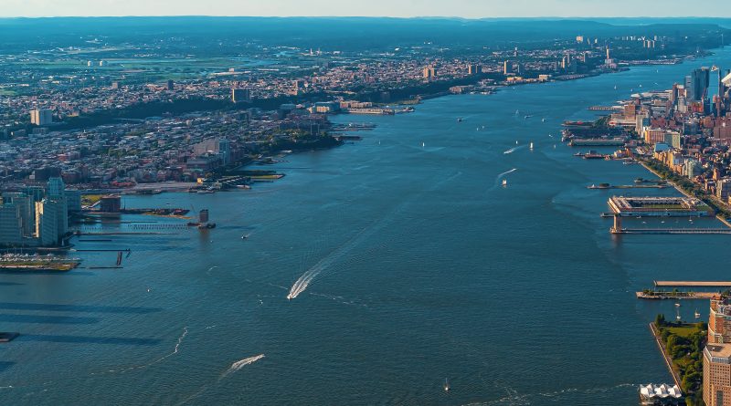 View of the Hudson River between Manhattan and New Jersey where Gateway Program rail tunnel project will begin digging later this year.
