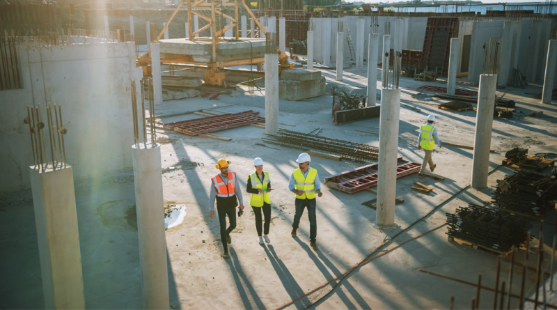 Construction workers at a large US infrastructure project