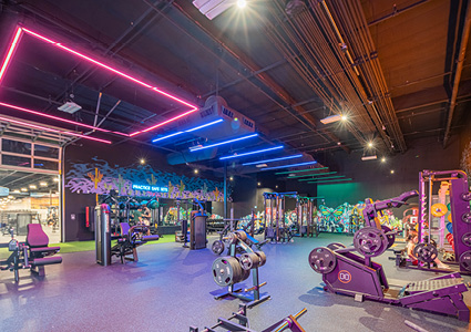 "The Set" weightlifting and camera-friendly strength training zone inside an EōS Fitness gym