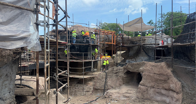 an active construction site for an outdoor zoo habitat