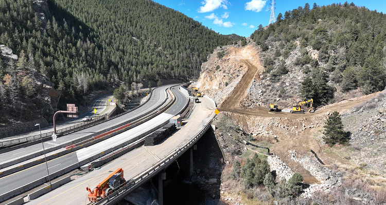 construction on the I-70 Floyd Hill Project in Colorado