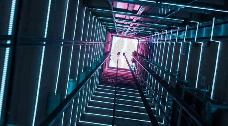 blue and purple elevator