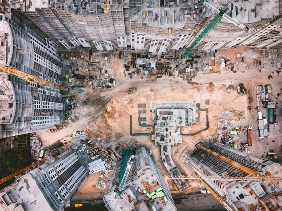 birds eye view of construction site