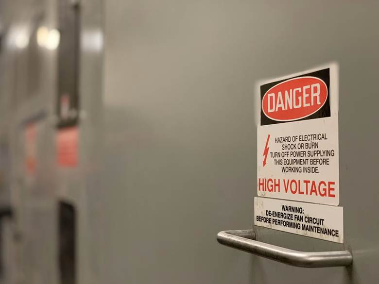 Danger high voltage warning sign