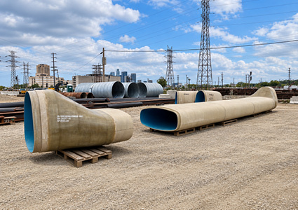 large non-circular and arch-shaped composite or concrete sewer rehabilitation pipes