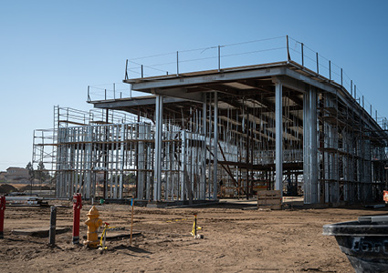 a structural steel and framing construction site