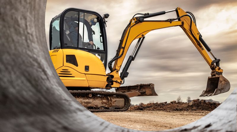 mini excavator on construction site